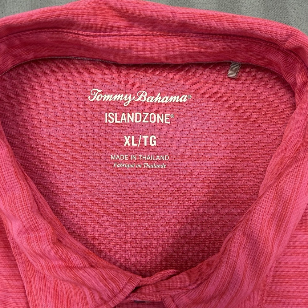 Tommy Bahama Island Zone Polo Mens XL Pink Shirt 100% Recycled Polyester - Picture 2 of 4